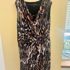 Jones New York Leopard-Pattern Cowl Midi Dress in Black, Brown and Tan